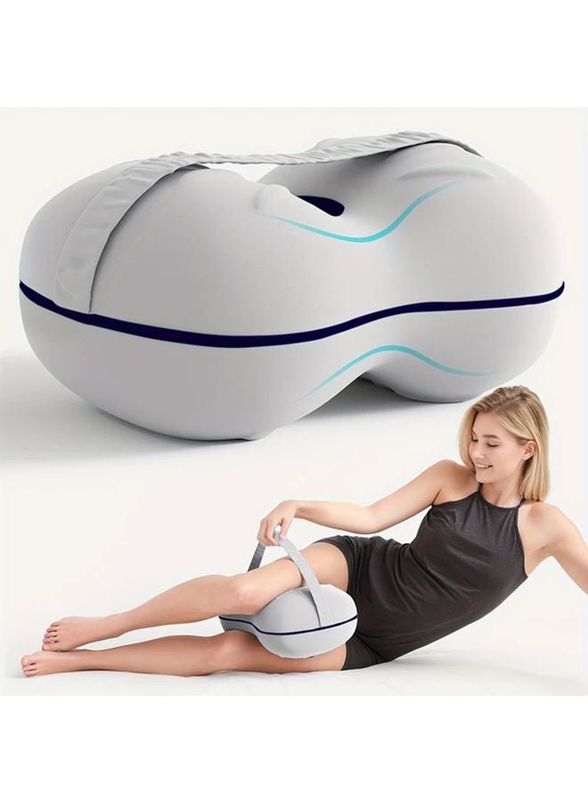 Misty Blue Knee Pillow For Side Sleepers Removable Cover Machine Washable Support Cushion - Image 2